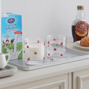 체리 패턴 글라스 270ml 유니크 유리컵 쥬스잔물컵 키치한 소품 집들이 선물