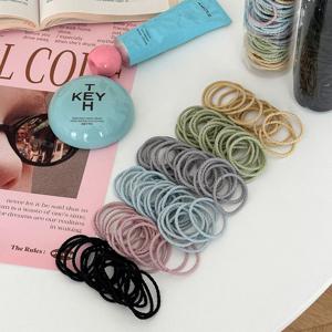 골지 머리끈 100개 세트 대용량 헤어끈 매듭없는 머리고무줄