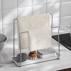 스텐레스 2단 스탠드 행주 걸이+받침대 행주건조대