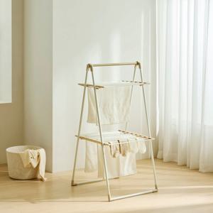 우드패턴 빨래건조대 원룸형