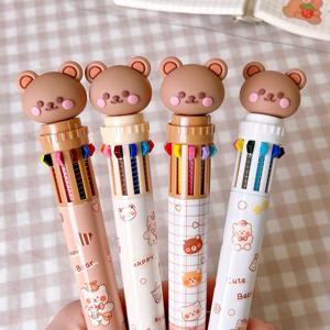 귀여운 곰돌이 10색 볼펜 컬러 다색볼펜 멀티펜 학용품 문구 필기구 다이어리 학생 단체선물