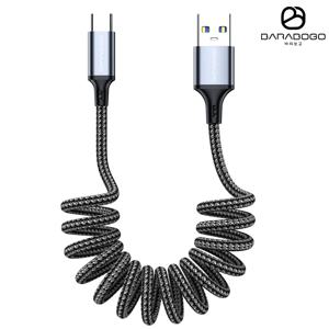 USB A to C타입 차량용 스프링 케이블 카플레이 미러링 데이터 전송 차량 충전 케이블