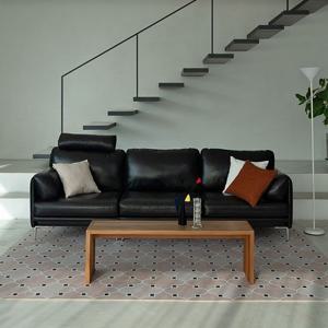 레체 4인 아닐린 전체 가죽소파 스툴포함