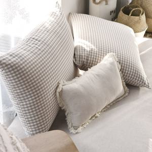 깅엄체크 베이지 대쿠션 (솜포함)