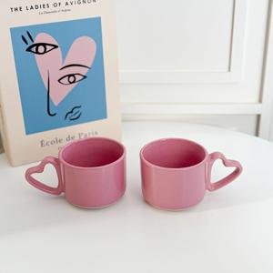 오레오 핑크 하트 손잡이컵