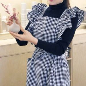 홀터넥 가벼운 반방수 앞치마 신혼 집들이 플로리스트 카페 롱 원피스 에이프런