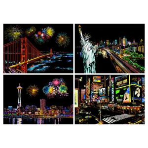 스크래치북 페이퍼 나이트뷰 A4 4장(미국)