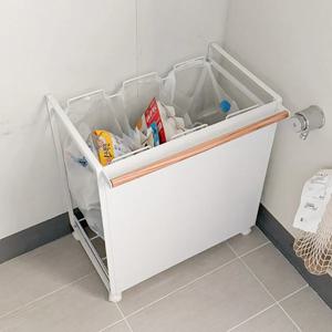 철제 분리수거함 이동식 3단