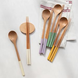 비치우드 컬러 수저받침 수저세트