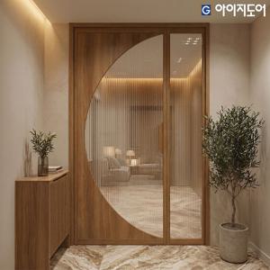 스윙도어 초슬림 중문 현관 아파트 비대칭 양개형 초슬림 모루강화 아치F