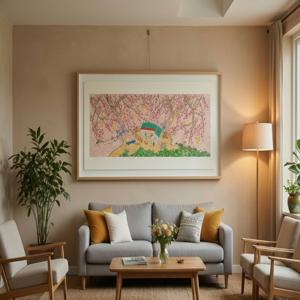 이왈종 한정판 판화 - 제주 생활의 중도 원목액자 침실 호텔 회의실 힐링 감성 인테리어