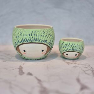 흙만지는남자 인테리어화분 감성 수제 화이트 캐릭터 토분 밤톨이토분