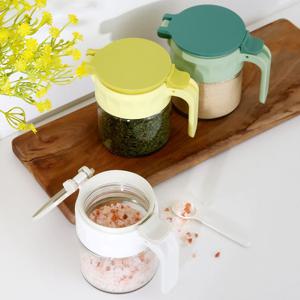 원터치 플립, 글라썸 밀폐 양념통 350ml (스푼포함/분리세척) 3p