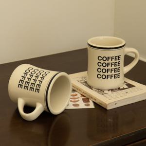 빈티지 다이너 커피 머그컵 홈카페 감성 레터링 도자기 오목 머그잔