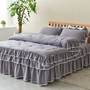 라인 실키케어 항균프릴 차렵이불+베개커버+숏매트커버세트 SS/Q/K/SK 5colors