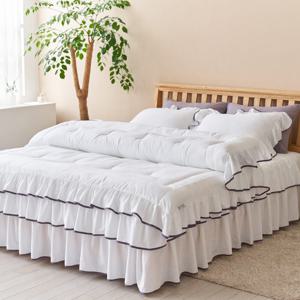 라인 실키케어 항균프릴 차렵이불+베개커버+롱침대커버세트 SS/Q/K/SK 5colors