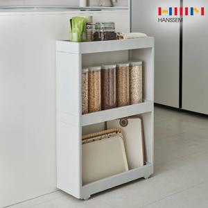 한샘 3단 틈새 이동식 무빙카트 트롤리 수납선반 그레이