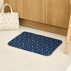 L 플라워 퀼팅 코튼 발매트 네이비 40x60