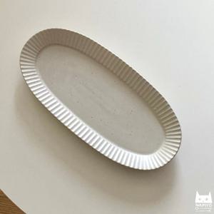 료센 내추럴 그레이 오벌 플레이트 긴 타원 접시