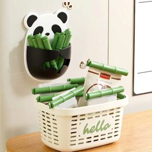 팬더 밀봉집게 클립홀더 벽걸이 소품수납 거치대 12P세트 봉지집게 와이드 과자집게  위생