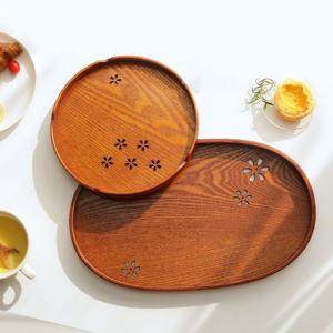 딱다구리 화담 옻칠 꽃쟁반 원형 타원형 우드 트레이 1인 혼밥 나무 쟁반 원목 트레이