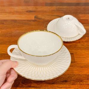 체크 골드 상고 커피잔 2인조 예쁜 명품 찻잔 홍차잔 홈카페 집들이 신혼 브런치