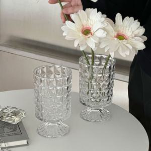 스퀘어 고블렛 유리화병 글라스 꽃병 인테리어 오브제