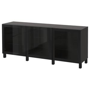 베스토 수납장+도어 180x42x74cm 블랙브라운/블랙