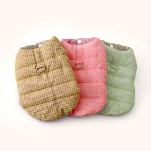 강아지 겨울옷 체크체크 조끼 패딩