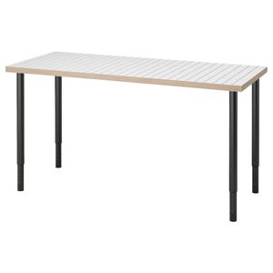 락캅텐+올로브 높이조절책상 화이트/체크 (하부:블랙) 140x60cm