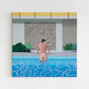 데이비드 호크니 아트 포스터 캔버스 액자 _ 수영장에서 나오는 피터