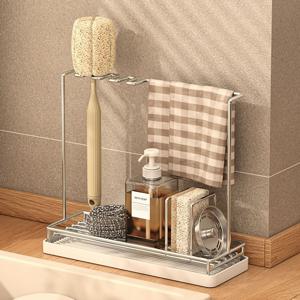 싱크대 주변 완벽정리! 4in1 스텐 주방 행주 수세미거치대