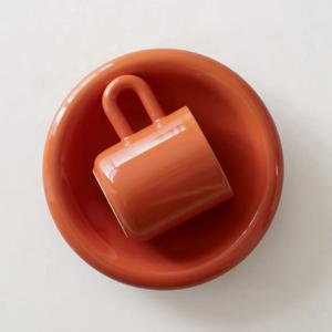 오데뜨 버블 홈카페 브런치세트(머그1P+접시1P) 딥오렌지