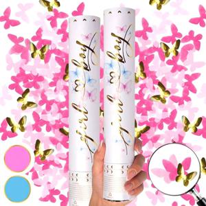 화약없는 젠더리빌 폭죽 이벤트 파티 베이비샤워 아기성별 공개 나비 컨페티 남아 여아