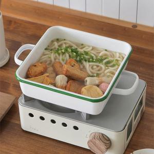 화이트 법랑 사각 냄비 2size 어묵탕 오뎅 캠핑 전골냄비 전골팬 오뎅탕