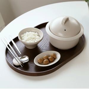 우딘 월넛 우드 타원 트레이 2size 원목 나무 쟁반 카페 혼밥