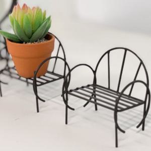 감성 미니 철제 벤치 소품 (화분 받침대) 브라운