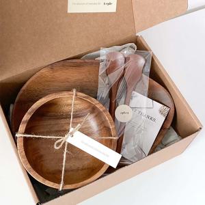 감성캠핑 선물세트 우드 요거트볼/우드접시/우드스푼 2인세트