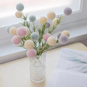 실크플라워 미니 볼 폼폼꽃 알리움 7송이 조화꽃 부쉬
