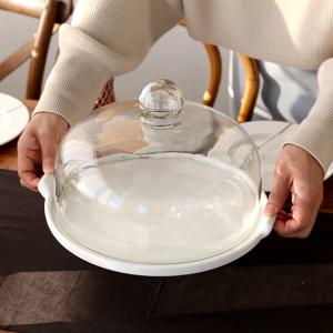 케익 빵 보관함 푸드커버 도자기 유리 돔 케이크돔 L