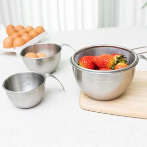 스텐304 미니 믹싱볼 채반 세트 계량컵  야채 과일 계량볼 세트