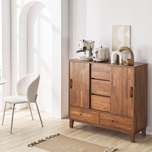 루버스 원목 홈카페 주방 보조 수납장 조리대 겸 홈바 수납장(3colors)