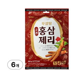 청우 무설탕 고려홍삼제리 250g x 6개 홍상맛 제리 어른간식
