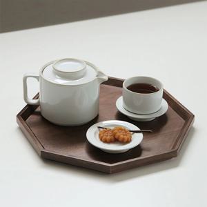 우딘 월넛 우드 팔각 트레이 2size 원목 나무 쟁반 카페 혼밥