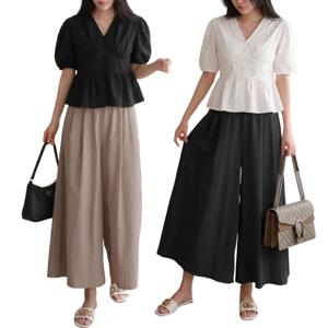 여성 찰랑찰랑 쿨맥스 와이드 치마 바지 시원한 밴딩 팬츠