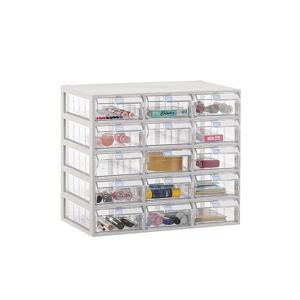 국산완제품! 투명수납함 중형 15칸 미니 책상 사무용품 영양제 플라스틱 소품 팬트리 정리함