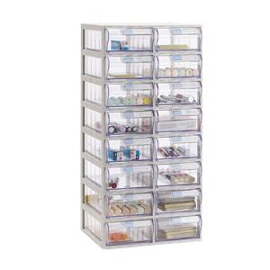 국산완제품! 네임택 투명수납함 중형 16칸 영양제 과자 팬트리 화장품 약통 책상 약 정리함