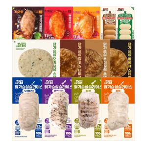 닭가슴살 스테이크4팩+소시지4팩+슬라이스4팩+통살6팩 총18팩