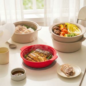[쿠폰+페이할인] 국내생산 프리미엄 실리콘 납짝 깊은 2단 찜기 (풀세트)