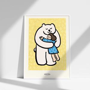 아이방 곰 그림 허그미 내 친구 곰돌이 일러스트 노랑(리뷰이벤트)